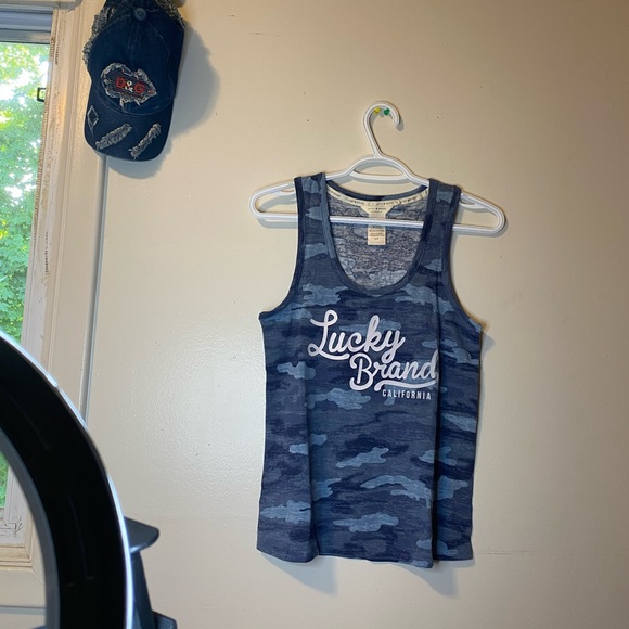 Blue Camo Lucky brand California tank top Women’s medium brand new never worn - Picture 1 of 1